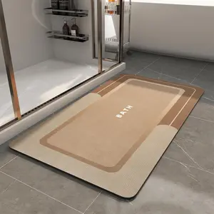 Minimalist Super Absorbent Diatomaceous Earth Bath Mat, 1000gsm High Density Thin Quick-Drying Tech Fabric Non-Slip Bathroom Rug, Laundry-Friendly for Bathroom Use,summerwins