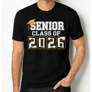 100% Cotton Unisex Class of 2026 Senior Tee, High School Senior 2026 Shirt, 2026 Graduation Gift for Son&Daughter