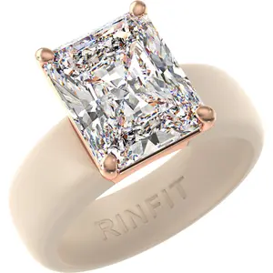 Rinfit Silicone Ring for Women, 10x8mm Emerald Cut CZ, Patented Design, GlowStone Collection