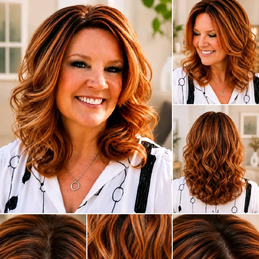 Watered Souls Gretchen 16" wig bundle.  Premium synthetic wig in Amber Lit Sunset. futura fibers, 3 combs, closed wefted, 120 density.  Complete bundle nust be returned for full refund.