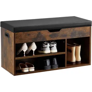 VEVOR Shoe Storage Bench with Padded Cushion, Entryway Bench with Hidden Storage, Holds up to 300 lbs, 31.7 x 12.0 x 17.5 Inches, for Entryway, Hallway, Living Room, Bedroom