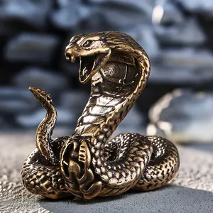 Solid Copper Snake Zodiac Tea Table Ornament, Vintage Cobra Figurine, Handcrafted Copper Sculpture, Christmas Festival Decor, Solid Metal Decor, Gifts