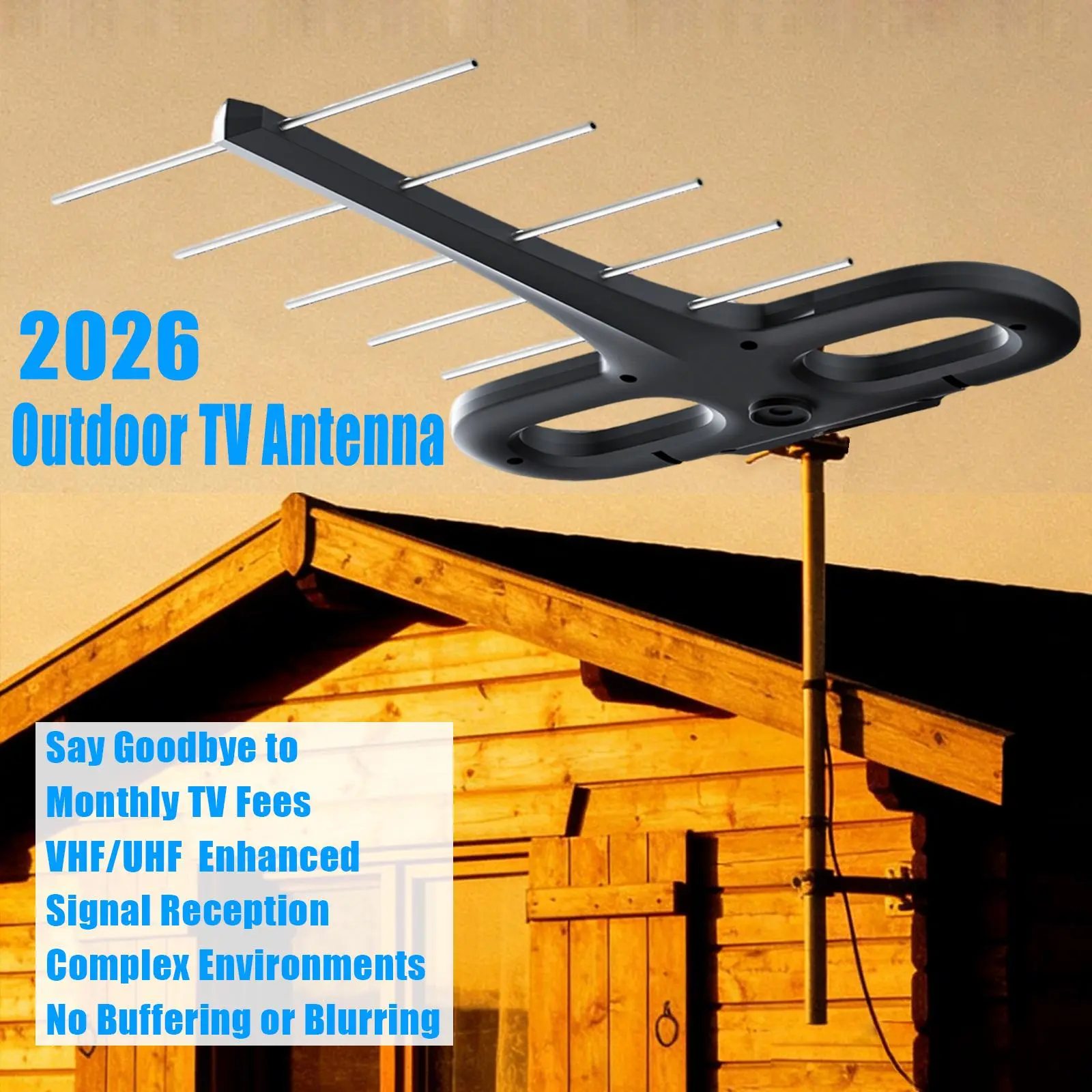 Outdoor TV Antenna 4K HDTV Digital Antenna with Signal Amplifier , Long Range Reception, Weatherproof Easy Installation for Home RV ,No Monthly Bill Cable-Free TV ,Enjoy Local Digital Channels SummerVibes summerwins