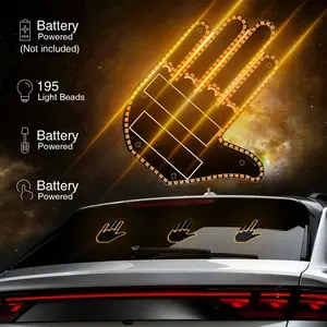 Funny Car Finger Gesture Light Car Multi-function Warning Tip Light Anti-Tailgating Light Interactive palm light Led Tailgate Lights Car Accessories