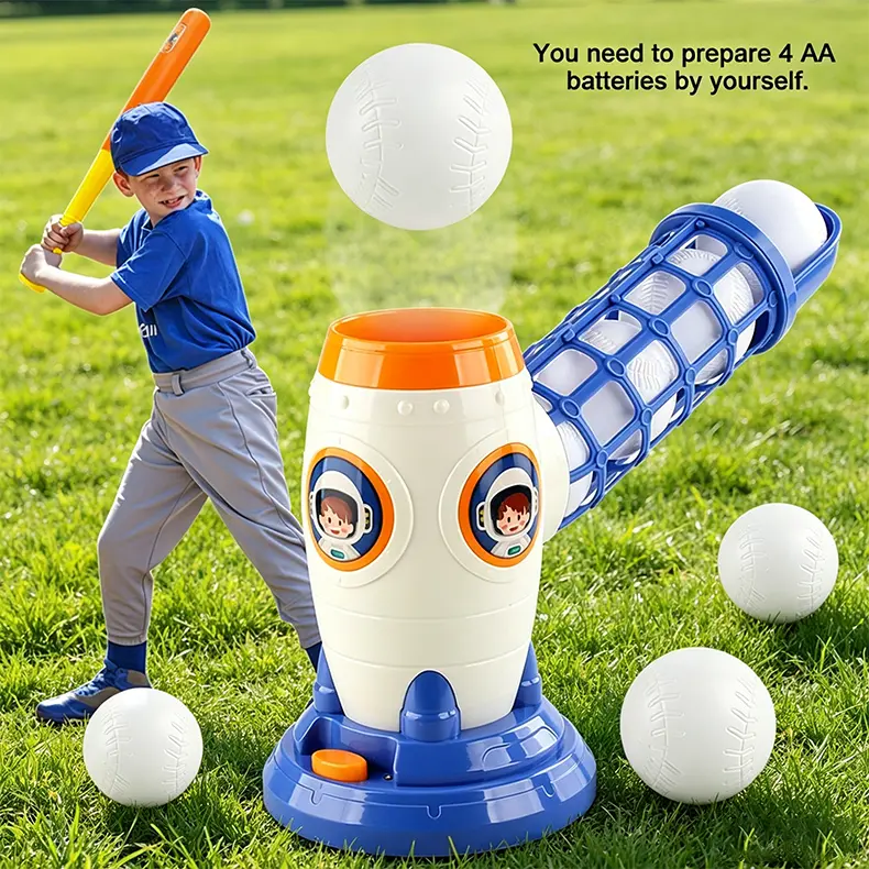Kids Auto Ball Launcher Toy - Baseball & Tennis Pitching Machine with Auto Ball Launching Bat, Easy-Setup Partially Assembled Sports & BaseballEquipment, Kids Outdoor Play Gear, Ideal 5-12 Year Olds Birthday Gift