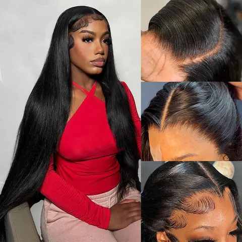 13x6 Glueless Lace Frontal Wig Pre-Everything Ear To Ear Natural Hairline HD Lace Skin Melted Silky Straight Human Hair Wigs With Drawstring
