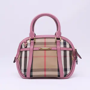 Pre-owned BURBERRY canvas Shoulder Bags House Check Leather Orchard Bowling Bag twins B22421