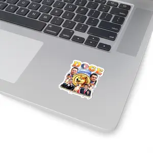Funny Dogecoin Elon Musk Shiba Inu Kiss-Cut Sticker, Vivek Ramaswamy, Laptop Decal, Cryptocurrency Gift, Stocking Stuffer