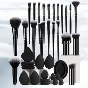 39PCS Makeup Tool Set with 22PCS Makeup Brushes, 4PCS Makeup Sponges, 4PCS Mini Sponges, 4PCS Triangle Powders, 4PCS Mini Cushion Powders and 1PCS Brush Cleaner
