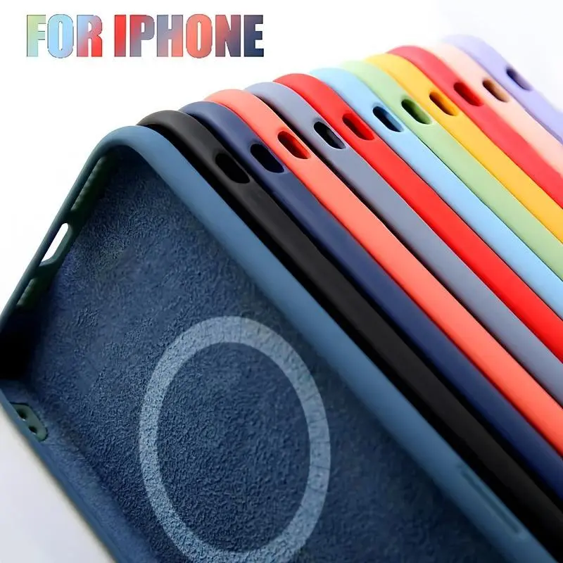 Women's Luxury Silicone Magnetic Cellphone Case - 1pc, Wireless Charging Compatible, Shockproof Protective Cover for iPhone 11/12/13/14/15/16/17 Pro Max, 14/15/16 Plus, 17 Air, Mobile Phone Accessory with Screen Protector
