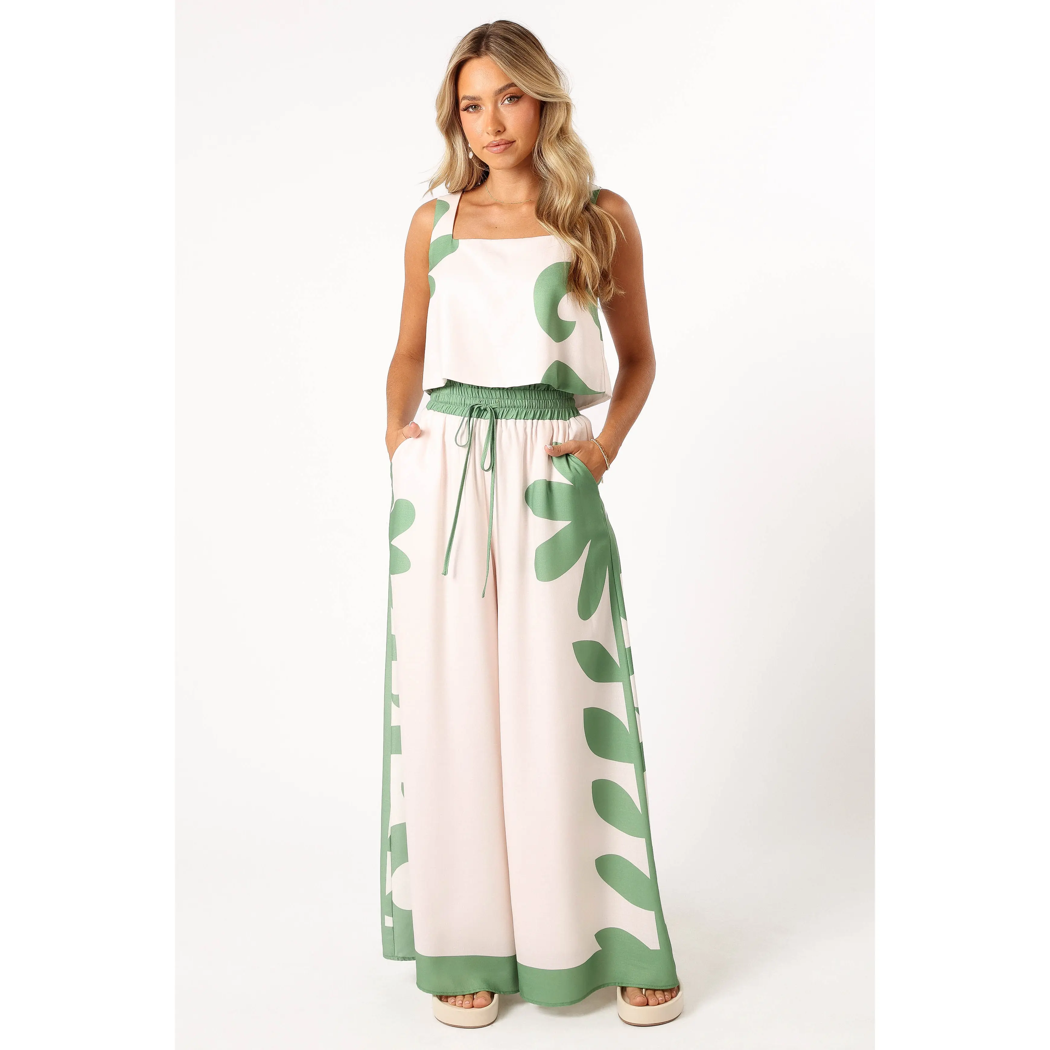 Timothy Pant Set - Beige Green