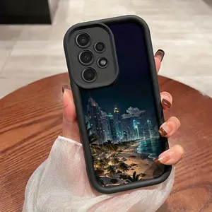 A Blue Ocean Wave Beach Night Scene Pattern Phone Case TPU Shockproof Full Protection Case, Suitable for Samsung S21/22/23/24/25/NOTE20 PLUS ULTRA FE A13/14/15/16/17/33/34/35/36/52/53/54, Ideal Gift for Friends and Family, T430