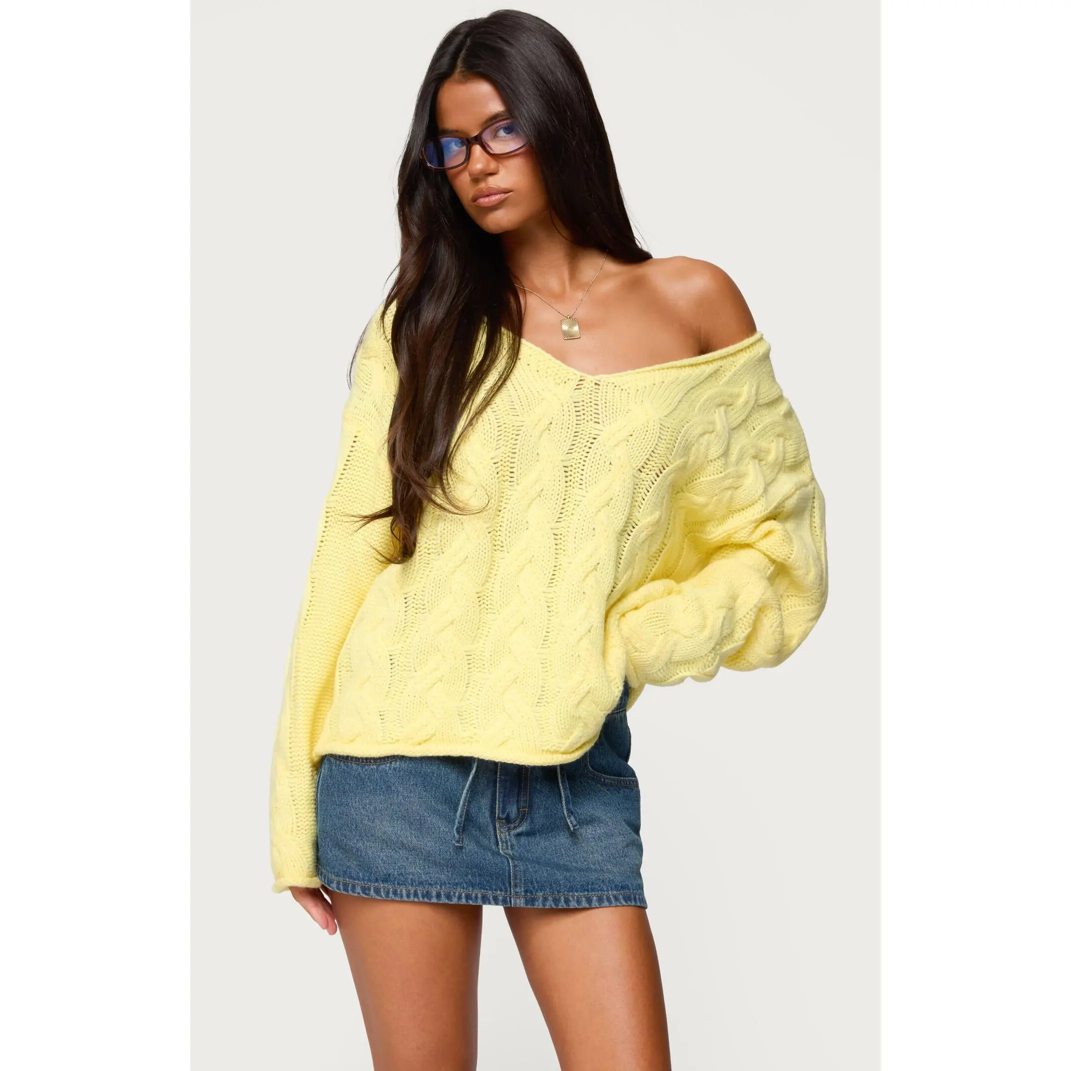 Edikted Women's Inga Oversized Cable Knit Sweater Edikted Women's Inga Oversized Cable Knit Sweater
