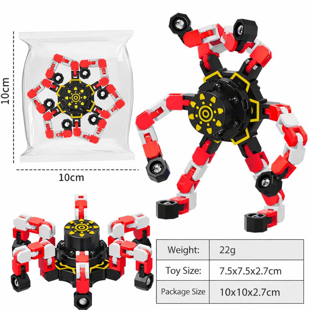 4PCS Transformable Robotic Spider Fidget Spinner Set - Unisex Mecha Fingertip Toy for Stress Relief, Focus, Fidget Play (Kids & Adults), Collectibles, Long-Lasting Spinning Performance