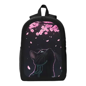 Neon Cherry Blossom Backpack for Teens & College Students - Lightweight High-Capacity School Bag with Adjustable Straps, Durable Zipper Closure, Neon Print, Suitable for Travel, &, Unisex School Bookbag, for Teenager