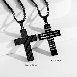 Cross Charm Faith Crucifix Decorative Cross Necklace for Teen Boys-Men - Gift for Son-Boyfriend-Husband - Graduation,Birthday,Christmas, Cross Charm Necklace, Faith Necklace