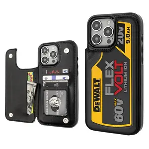 Personalized and minimalist industrial style Phone Cases Compatible For With iphone 17 16 15 14 13 PRO PLUS MAX High-quailty PU Black Durable Leather Credit Card Bag Holder Fathers Day Gift Wallet Shockproof Anti Drop Full Protection Phone Cases Shell 015