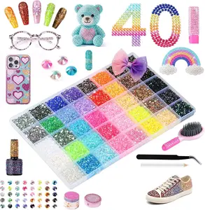 28/40 Colors Resin Jelly Rhinestones Kit, 3mm Flatback Rhinestones with Jewelry Tools, Bedazzler Kit with Rhinestones, All-in-One Bedazzling Kit for DIY Arts & Crafts Gifts