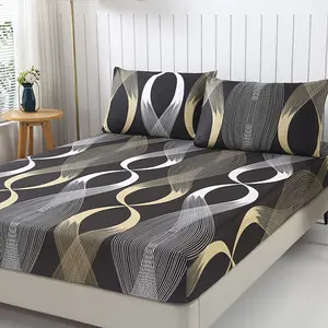 3-Piece High-Definition Art Print Fitted Sheet Set, Includes 1 Fitted Sheet & 2 Pillowcases, Multiple Sizes Available, Durable