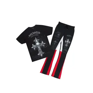 Bowman Black/Black T-shirt/Stacked Flare Track Pant Set