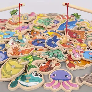 Fishing Game, Interactive Wooden Desktop Toy, Tabletop Games, Educational Toy for Kids, Birthday Gift for Boys & Girls