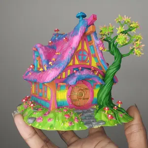 Handcrafted Resin DIY Enchanted Fairy Cottage – Whimsical Home Decor – Custom Painted Fairy Home – Aesthetic Desk Decor