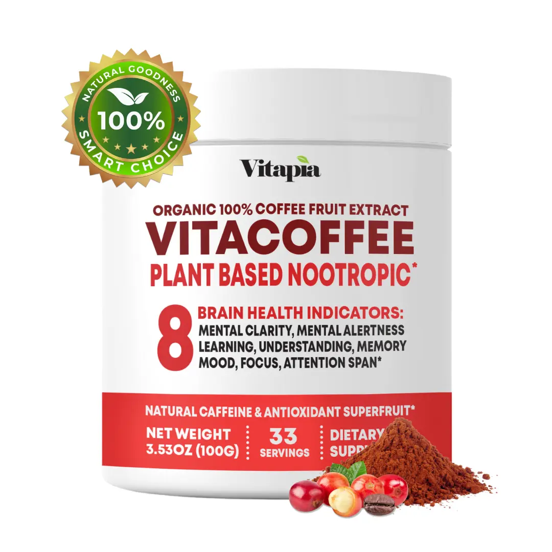 Vitapia Organic Coffee Fruit Extract Powder: Natural Caffeine & Energy Boost, Boosts Brain & Cognitive Performance, Supports Immune System, Antioxidant Superfood
