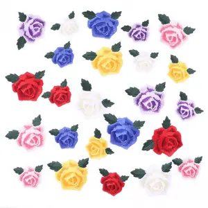 24pcs Valentine's Day Rose Embroidered Fabric Patches, Floral Embroidery Appliques, Flower Embroidery, with Adhesive Backing, Sewable Iron-On, DIY Clothes Pants Hats Sweaters