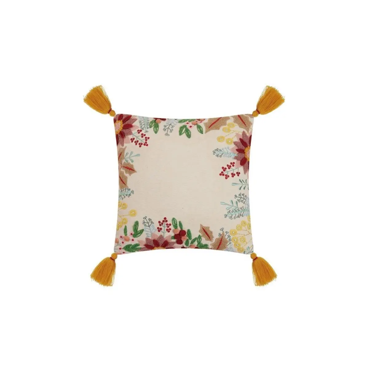 Peking Handicraft 31DD9C16SQ 16 x 16 in. Boho Holiday Floral Embroidered Decorative Pillow