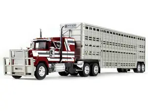 Mack Super-Liner w/ 60" Flat Top Sleeper Cab w/ 45' Wilson Vintage Livestock Trailer Diecast 1:64 Scale Model - DCP 60-1970