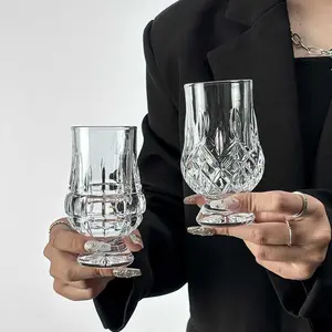 Whiskey Glass, 1 Count 5oz Exquisite Elegant Whiskey Tasting Cup, Crystal Glass Cup, Durable Glass Cup, Drinking Cup for Home Kitchen Party Bar, Stylish Drinkware