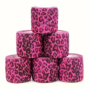 6 pieces of elastic self-adhesive bandages with printed designs, suitable for knee wrapping and tattoo care. Featuring breathable and tearable design, also can be used as paw protectors for dogs of all sizes Pre Wrap Tape