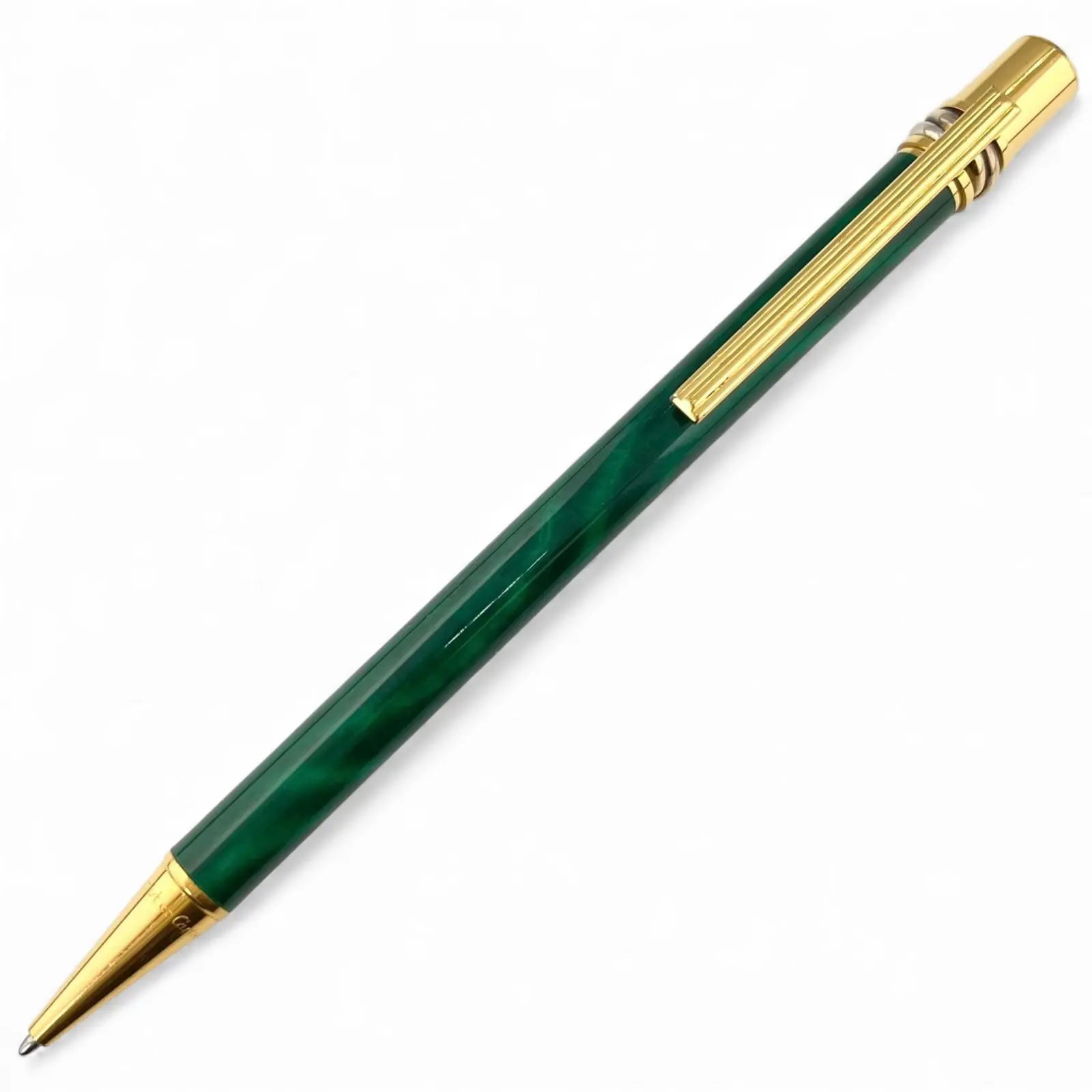 Pre-owned Cartier Others Small Leather Goods Trinity 89s Malachite Ballpoint Pen