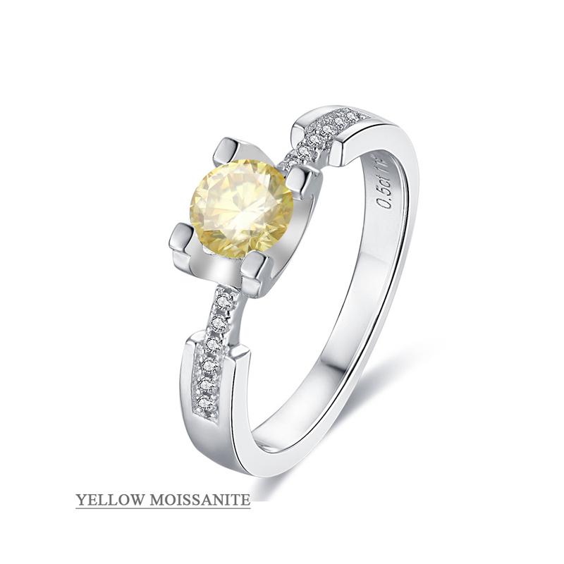 0.5 Carat Moissanite Engagement Ring Sterling Silver 925 Prong Setting Classic Solitaire Ring for Women,Light Luxury Bridal Jewelry Valentines Day Gift Proposal Present For Her