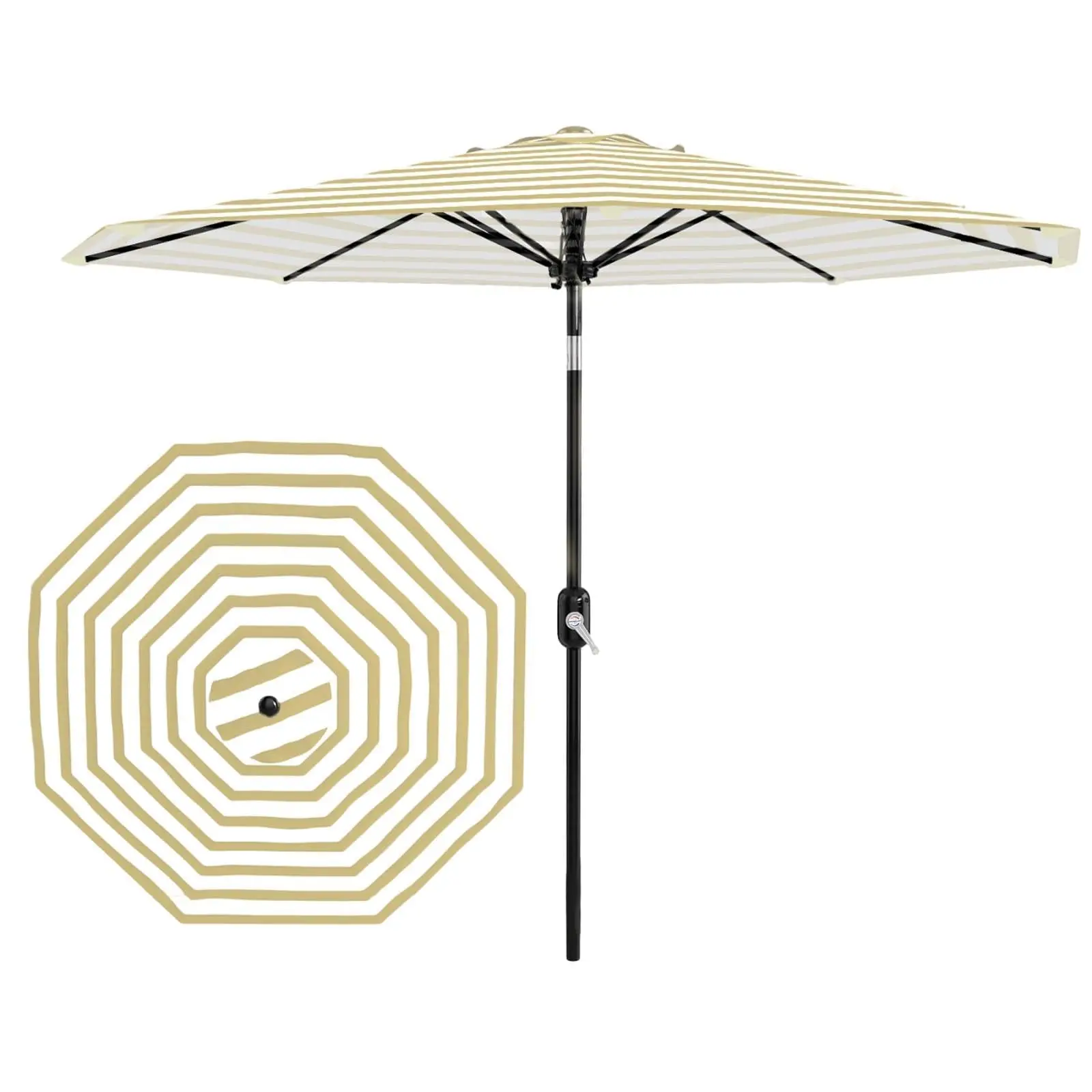 10FT Patio Umbrella ,Outdoor Table Umbrella with Crank Lift & Push Button Tilt, 8 Sturdy Ribs, UV Protection & Waterproof Market Umbrella For Pool Deck Yard Garden summergarden