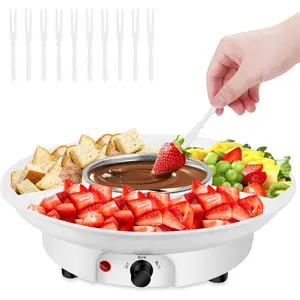8.79oz MINI Electric Chocolate Melting Pot, Melting Fondue Set with 4PCS Forks, Cute Chocolate Fondue Fountain, Warmer Machine for Milk Chocolate, Cheese, Butter, Candy