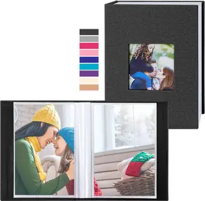 Photo Album 4x6 100 Pockets 2 Packs Small Mini Capacity Linen Photo Album Bulk Sets, Each Pack Holds 100 Top Loader