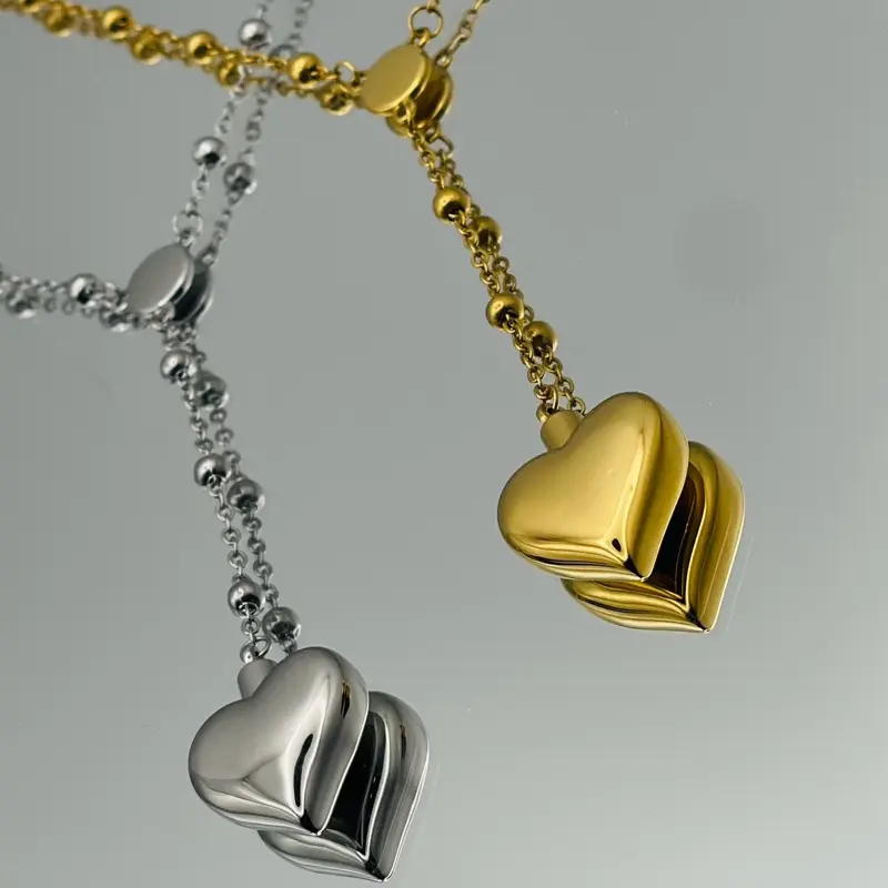 Gold-Plated Heart Pendant Necklace Minimalist Locket Design Chain 20" Length
