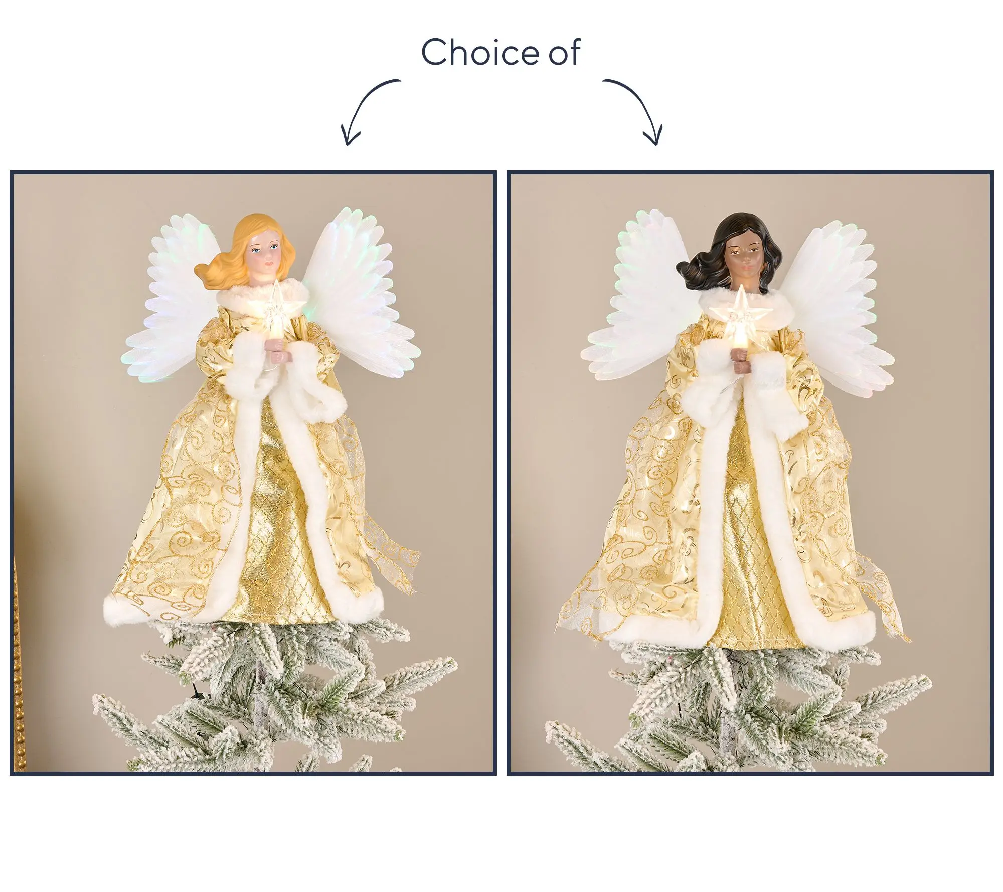 Mr. Christmas 12" Fiberoptic Angel Tree Topper w/ Velvet Dress Mr. Christmas 12" Fiberoptic Angel Tree Topper w/ Velvet Dress