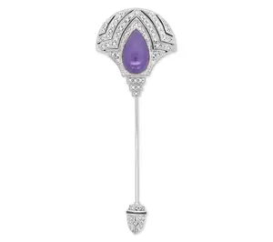 Dallas Prince Sterling Lavender Jade & Chrome Marcasite Pin