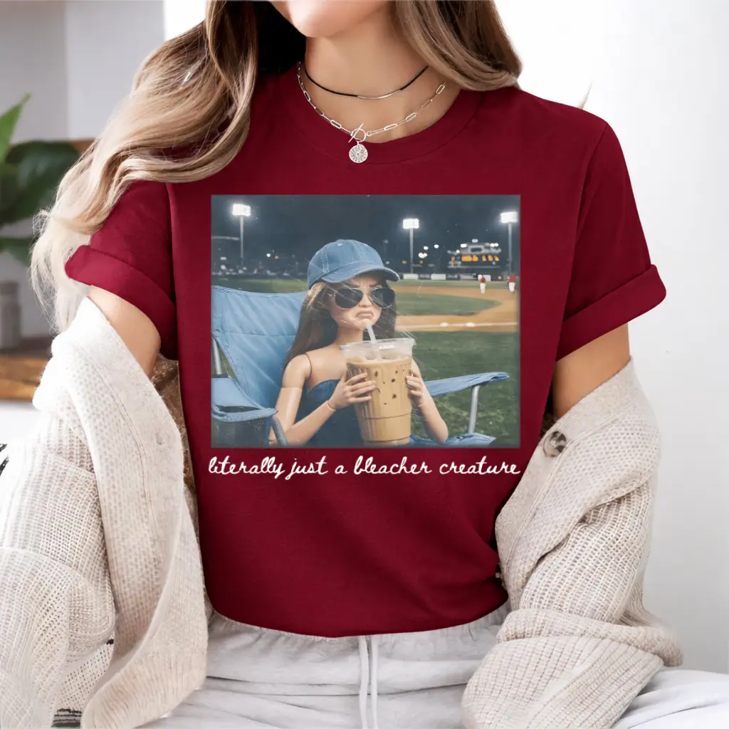 Women's Casual Short-Sleeve T-Shirt - Funny Barbie Ballfield Graphic Top, Softball Mom Tee, Ballpark Barbie Aesthetic Lady Shirt
