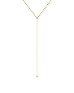 PAVOI 14K Gold Plated Drop Lariat Chain for Women - Gold Cubic Zirconia Long Necklace - Station Star Layered Beaded Y Necklace