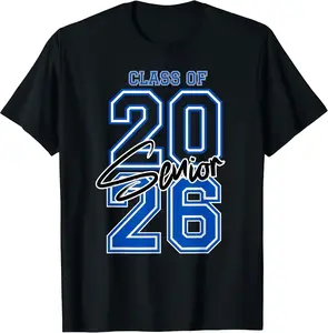 【Graduation Shirt】【100% Cotton】【Graphic  Tee】Class of 2026 Graduation T-Shirt – Senior Script Design Tee for High School & College | Classic Cotton Celebration Shirt, Unisex Graduation Outfit, Gift Idea Top
