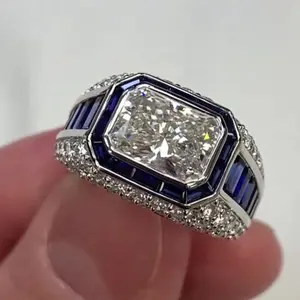 Vintage Radiant Cut Sapphire Ring.Luxury Statement Jewelry for Special Moments.Perfect for Weddings, Parties & Gifting