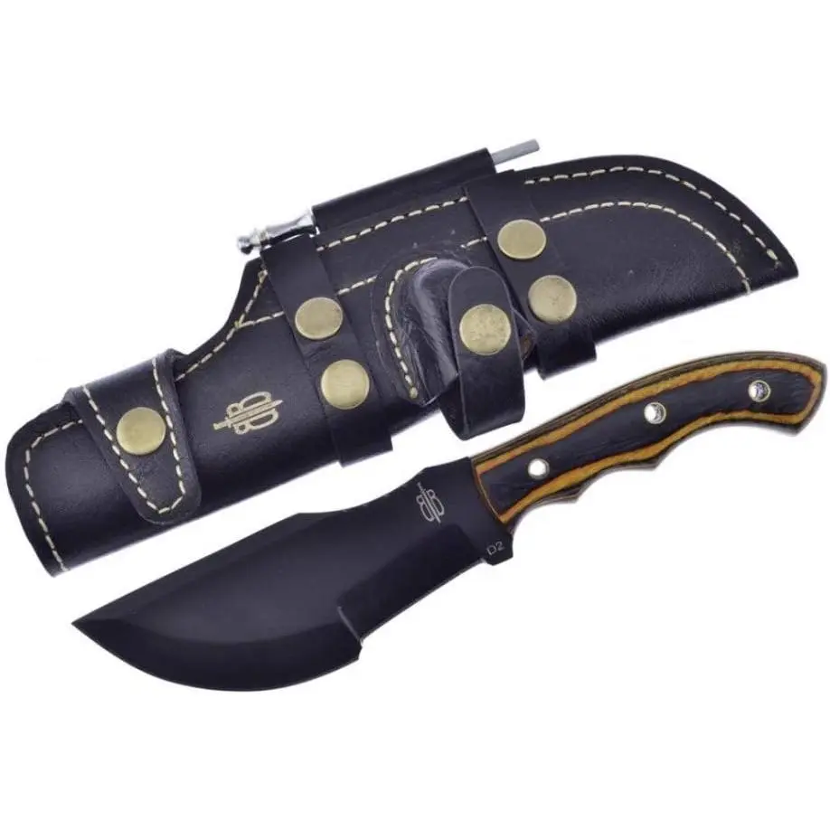 BNB Custom Handmade D2 Steel Fixed Blade Tactical Bushcraft Survival Hunting Knife (Maple Burl Handle)