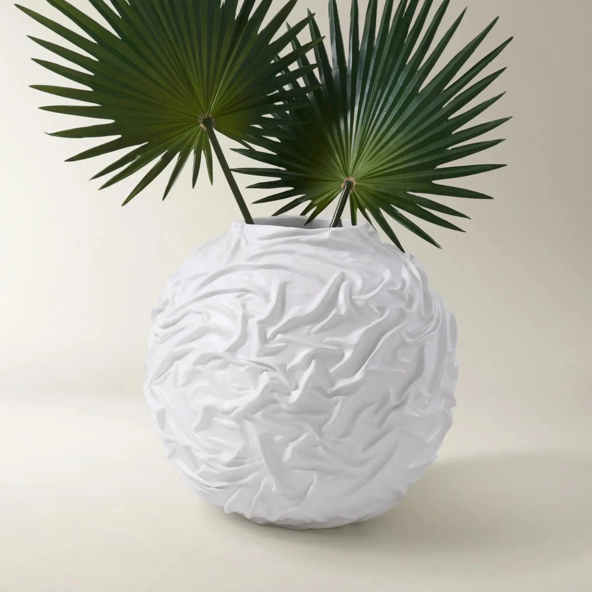 Z Gallerie Crumple Floor Vase - White Dining Table Centerpiece Decor Home Decoration Modern Plant Vase Flower Arrangement Vase Decorative Vase