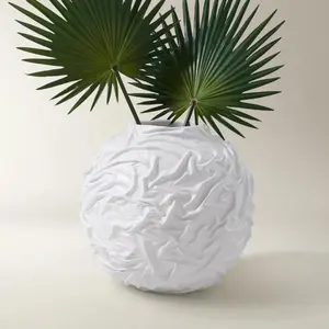 Z Gallerie Crumple Floor Vase - White Dining Table Centerpiece Decor Home Decoration Modern Plant Vase Flower Arrangement Vase