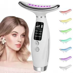 Electric Neck & Face Massager, 7 Color LED LightNeck & Face Lifting Machine with Heating, FirmingFacial Skin Care Tool for Women & Girl, FaceLifting Device Valentine's Day gift