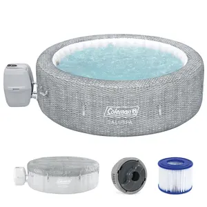 Coleman Sicily 5-7 Person AirJet Inflatable Hot Tub with EnergySense Cover, Grey
