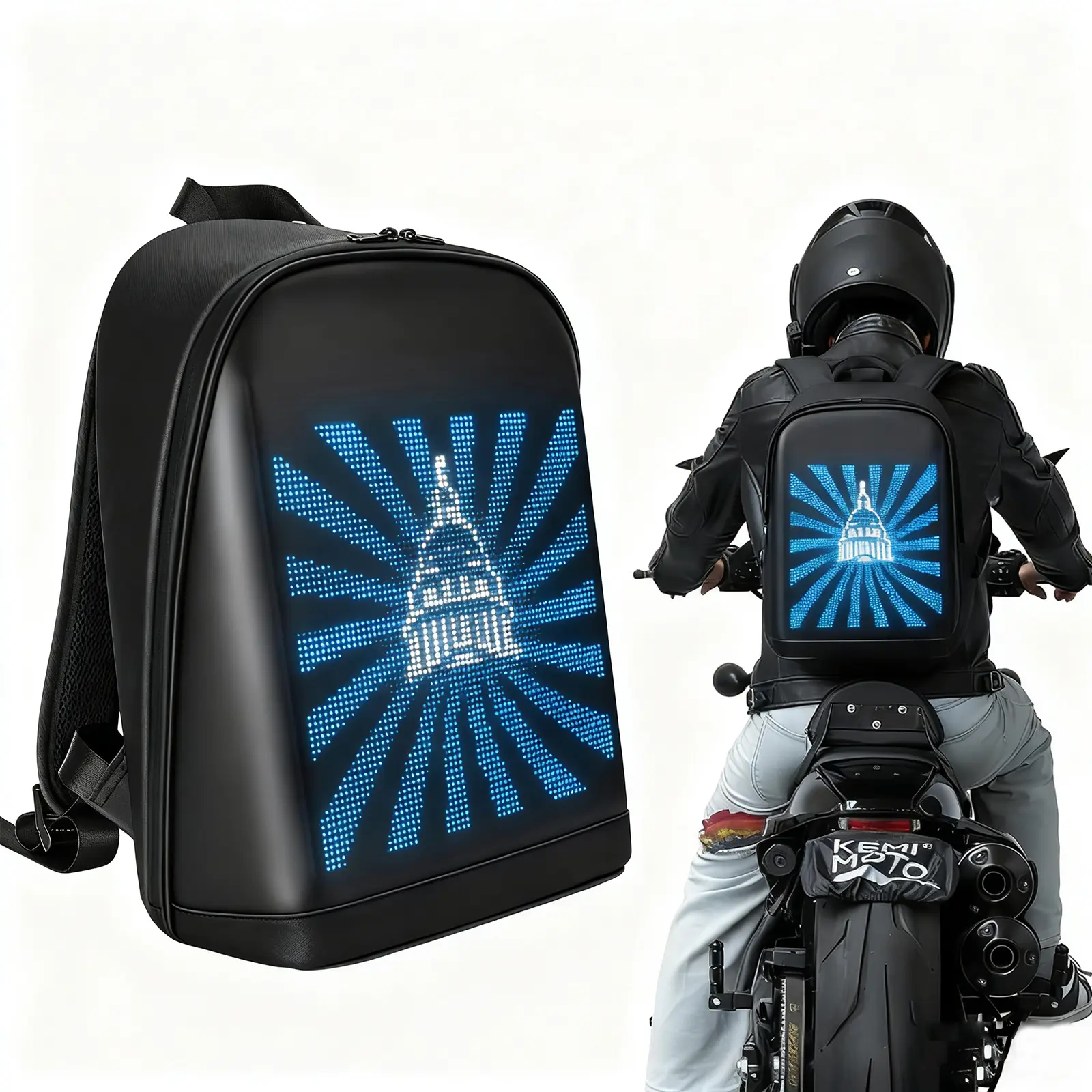 Eye - Catching Outdoor Travel Backpack With LED Editable Screen, App - Controlled LED Laptop Backpack, Waterproof, Suitable For Travel & Motorcycle Use, Unique Gift